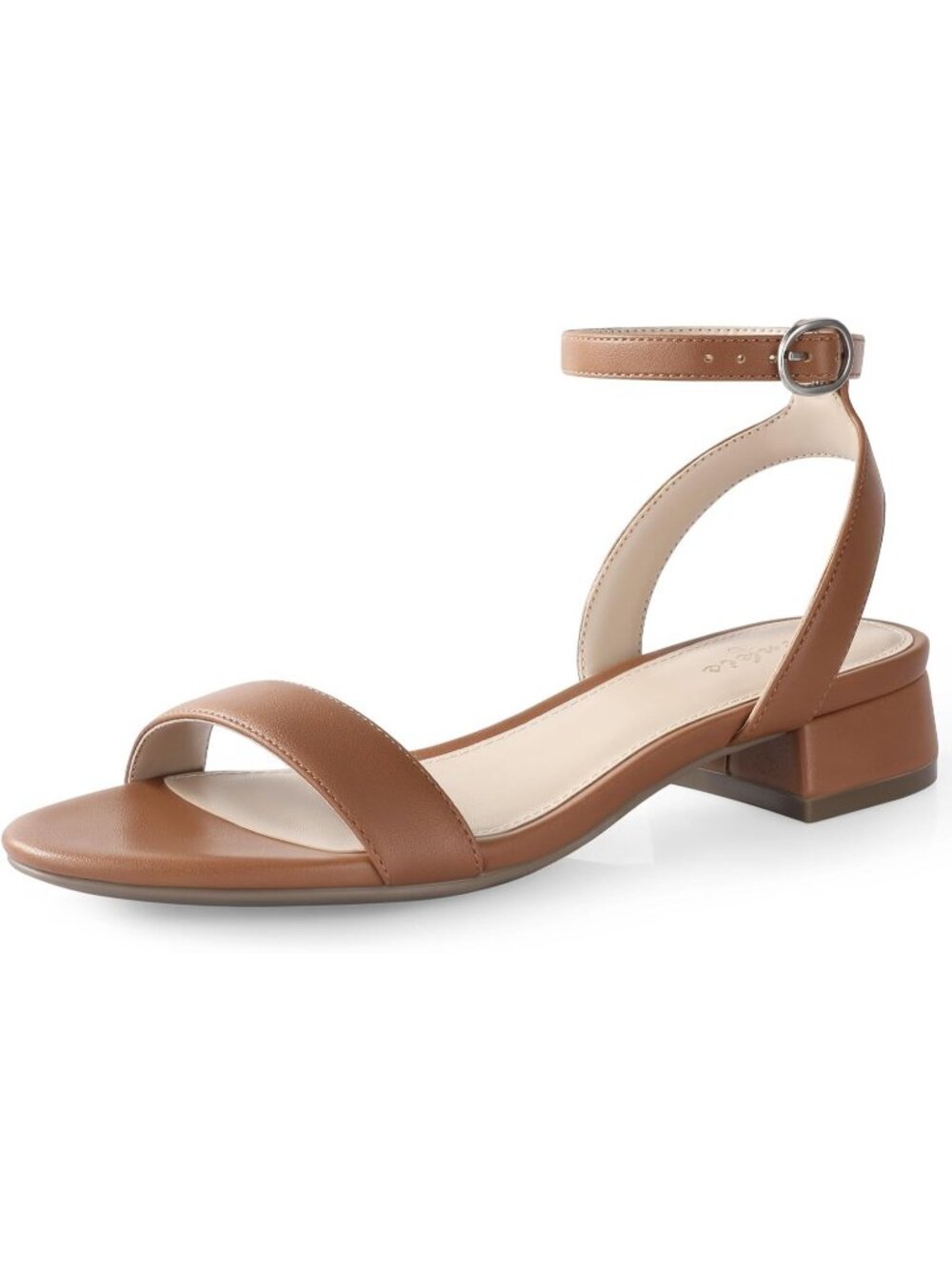 Women's Brown Strappy Open Toe Sandals Low Block Heel Flat Ankle Strap Shoes